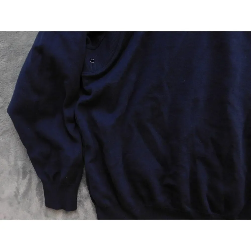 Woods & Irons Sweater Mens Large Navy Wool Elbow Patches Made in Italy Golf